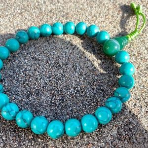 Aqua Howlite Beaded Bracelet Middle Green Jadite